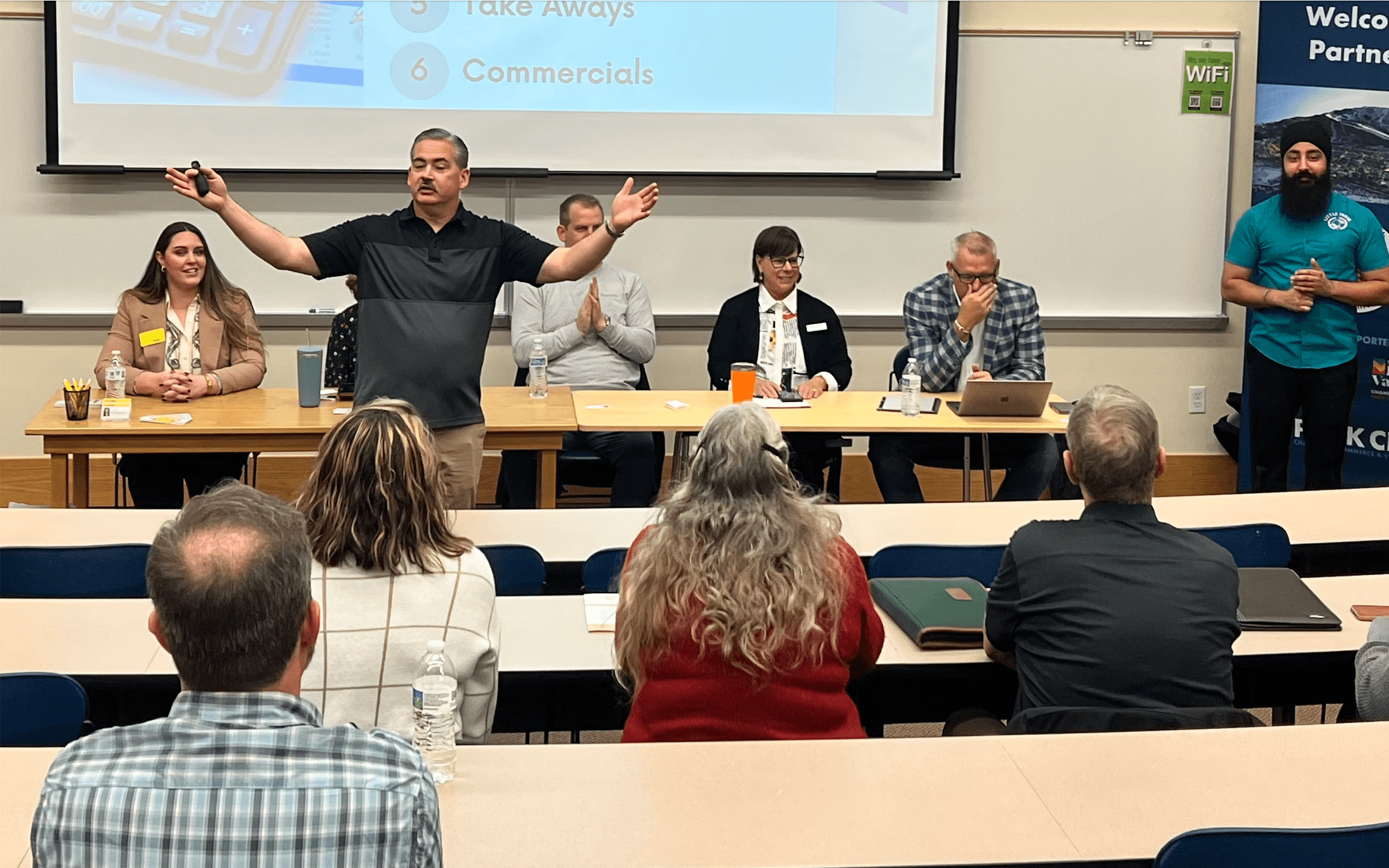 Brett engaging with audience